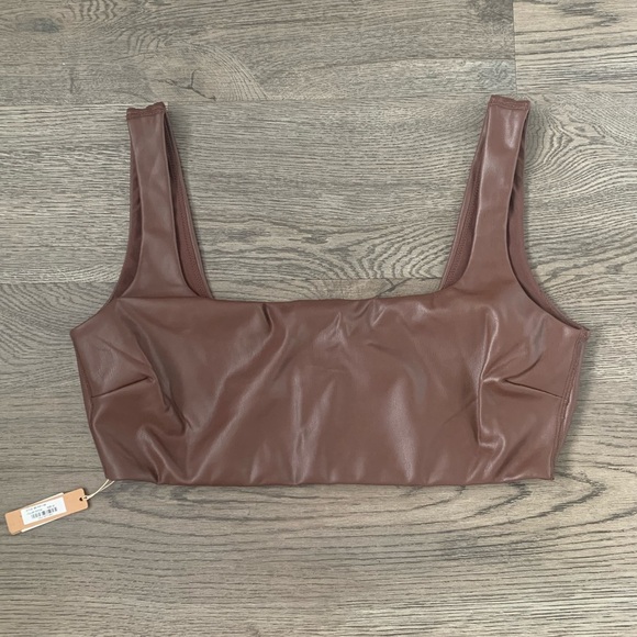 Skims Faux Leather Bralette - Size 2X - Cocoa - NWT - Picture 3 of 8